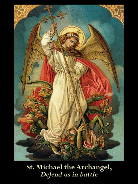Michael the Archangel with Prayer to St Michael Saint St Paperstock Holy Card 
